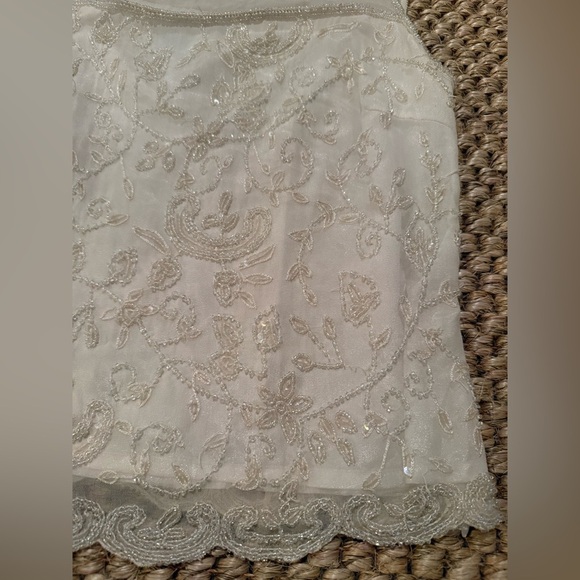 Papéll Boutique Evening vintage white beaded sheer collar blouse women’s size M - Picture 6 of 8
